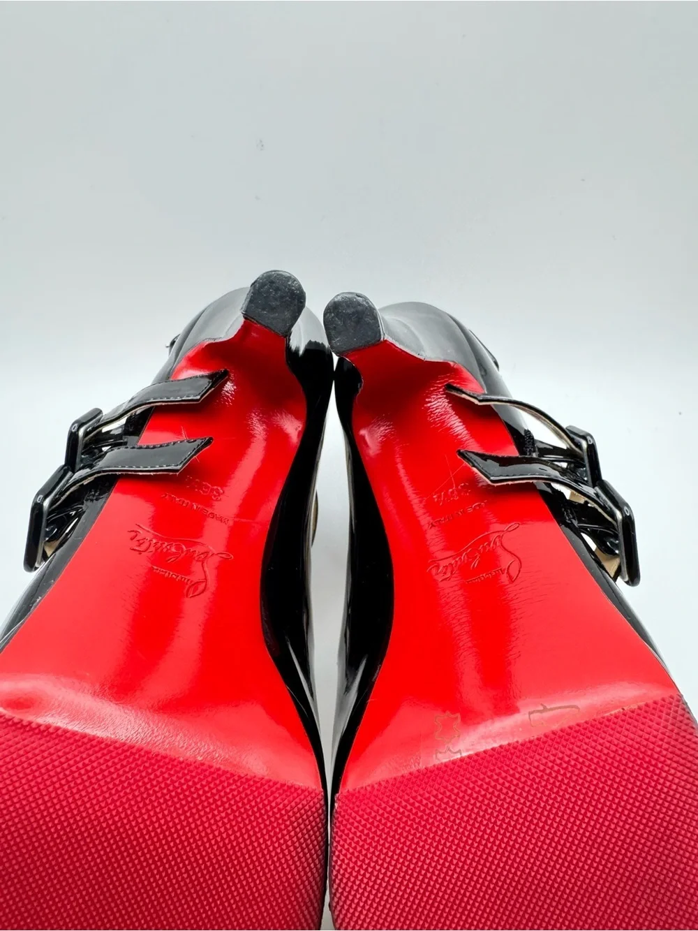 Christian Louboutin Differa 140 Black Patent Leather Multi Buckle Platform 36.5